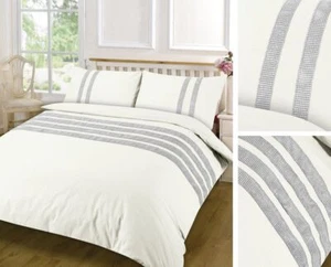 100% Egyptian Cotton Duvet Cover Set T-200 Diamante Stripes Bedding All Sizes - Picture 1 of 5