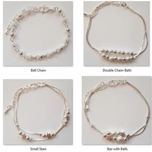 Kids Children Girls Sterling Silver Ankle Chain Bracelet Anklet - Picture 1 of 13