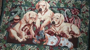 Vintage Goodwin Weavers Baumwolle Edith Kollektion Hund Wandteppich Überwurf USA 44 x 65 - Bild 1 von 10