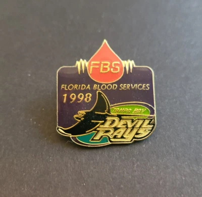 Prendedor sombrero solapa Tampa Bay Devil Rays temporada inaugural 1998 SGA Florida Blood FBS Foto 1 de 2
