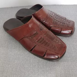 Tommy Bahama Men's Italian Dark Brown Woven Leather Sandals Slides Size 7 - Picture 1 of 12