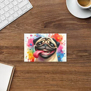 Pug Dog Smiles Blank Greeting card - Picture 1 of 2