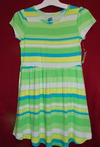 Striped Skate Dress Size 6X Lime and Turquoise by Extremely Me NEW w/ TAGS! - Picture 1 of 5
