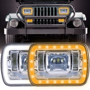 5x7 Inch Led Headlights 7x6 Led Beam Headlamp with DRL Amber Turn Signal Light - Picture 1 of 5