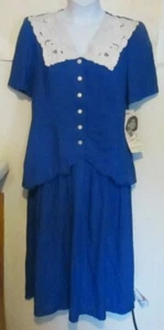 Nuevo Vestido Modesto Azul Talla 12 Kathie Lee For Plaza South Vintage Nuevo de Lote Antiguo j239 - Imagen 1 de 5