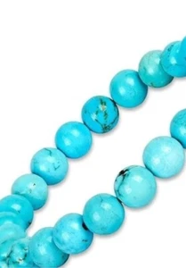 Pulsera turquesa natural para hombre y mujer | Piedras preciosas redondas de 8 mm certificadas por laboratorio - Imagen 1 de 5
