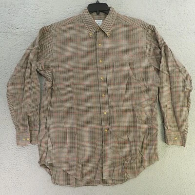 Camisa deportiva Brooks Brothers para hombre grande marrón roja negra a cuadros manga larga Foto 1 de 4
