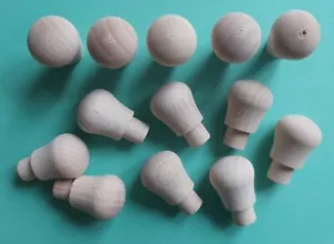 10x DEFECT Small Wooden Shaker Pegs Knobs Unfinished Wood Mini HANGERS - Picture 1 of 2