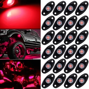 24pcs Red LED Rock Lights Underbody Trail Rig Glow Lamp Offroad SUV Pickup Truck - Picture 1 of 81
