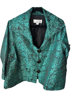 Chaqueta Caroline Rose Para Mujer XL Vacaciones o Boda Fiesta Verde/Negro Abrigo Columpio Foto 1 de 4