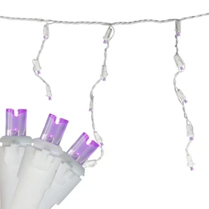 Northlight 100 Count Purple LED Wide Angle Icicle Christmas Lights, White Wire - Picture 1 of 3