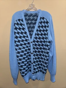 Vintage Strickjacke Spectemur Agendo Löwe Wappen Knopf 3/4" blau Arygole - Bild 1 von 4
