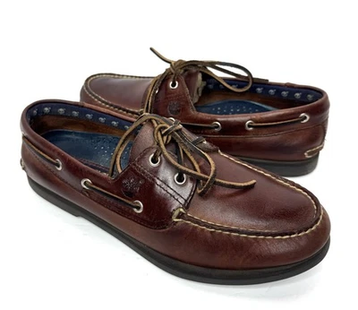 ZAPATO BARCO TIMBERLAND HOMBRE 2 OJOS CLÁSICO CUERO MARRÓN CERVEZA RAÍZ Talla 10.5M Foto 1 de 4