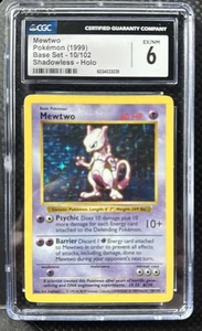CGC 6 Mewtwo 1999 Base Set 10/102 Shadowless Holo Pokemon Card  VINTAGE - Picture 1 of 6
