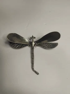 VTG Sterling Silver Modernist Dragonfly Insect Large Pin Brooch Mexico Signed - Picture 1 of 10