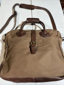 J.Crew Canvas & Leather Messenger Bag Laptop Case Overnight Bag - Picture 1 of 13