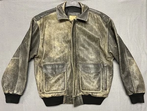 James Dean Leather Bomber Jacket Mens L Large Brown Retro Flight - Picture 1 of 3