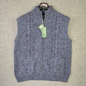 New Emerald Isle Sweater Vest Men's 2XL Cable Knit Wool Traditional Fit Full Zip - Picture 1 of 13