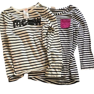Camisas Gymboree Niñas 4T Rayas Manga Larga (2 Camisas) Blanco y Negro Maullido - Imagen 1 de 14