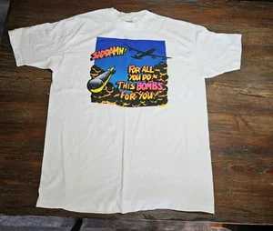 Hanes Vintage Saddamn This Bombs For You Iraq Airshow War Humor Shirt Size XXL - Bild 1 von 5
