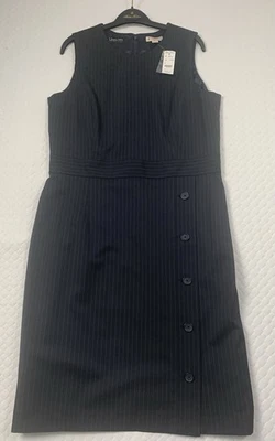 Vestido a rayas NewBrooks Brothers para mujer azul marino (Tollegno 1900) talla 14 Foto 1 de 4