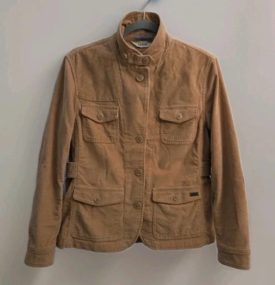 L.L Bean Corduroy Blazer Jacket Womens Sz S Petite Khaki Elbow Patch Sporty Prep - Image 1 of 4