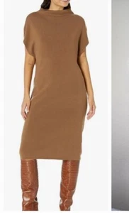 Club Monaco Acanalado Cuello Alto Bata Vestido Camel - Imagen 1 de 6