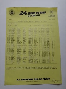 Le Mans 24 Stunden Zeitplan 1990 Wertung nach 16 Stunden. - Bild 1 von 3