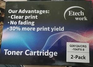 BRAND NEW 2PK Black Q2612A/CRG-104/FX-9 Toner Cartridges - Photo 1/2