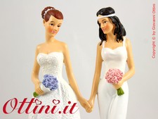 Cake Topper Matrimonio Sposi Coppia Donna/Donna Donne Statuina Sopra Torta