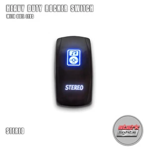 BLUE / WHITE Laser Etched LED Rocker Switch Dual Light 20A 12V ON / OFF - STEREO - Bild 1 von 6
