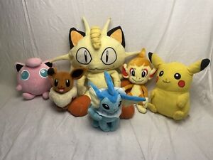 Lot of 6 Pokemon Center Plush Vaporeon Eevee Pikachu & More 8” to 14” Plush