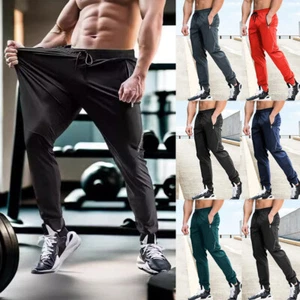 Men Ice Silk Fabric Gym Summer Pants Joggers Trousers Casual Pants Harem Sports  - Picture 1 of 22