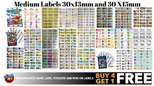 Personalised / Custom School Name Label Stickers (30x13) Waterproof Vinyl Tags - Bild 1 von 89