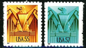 Art Deco Eagles Complete Set 2 High Denomination MNH Stamps Scott's 3471 & 3471A - Picture 1 of 4