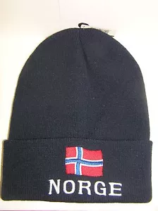 Knit Cap with Norwegian emblem - Navy Blue - Picture 1 of 1
