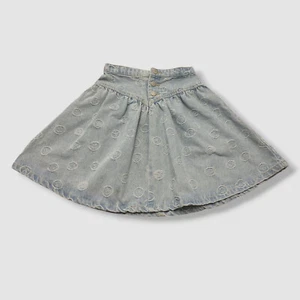 Molo Kids Girl's Blue Denim Happy Face Button Snap Betsy Skirt Size 8Y - Picture 1 of 6