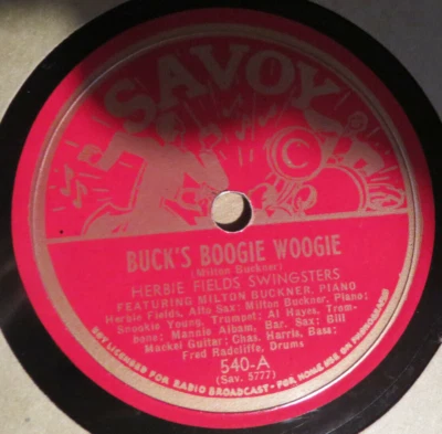 78RPM Savoy Herbie Fields - Buck's Boogie Woogie / Mel's Riff, above average EX- — 第 1/3 张图片