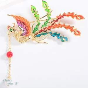Gold Tone Peacock Brooch Pin Enamel Rhinestone Brooches Wedding Jewelry Gifts - Picture 1 of 5