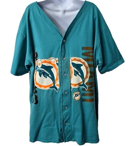 Maglia maglia Miami Dolphins top XL bottoni davanti gioco giorno scogliera inglese vintage anni 90 - Foto 1 di 8
