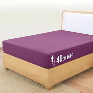 16" Deep Fitted Sheet Queen King Size Elastic Corner Mattress Cover Bed Sheets - Picture 1 of 59