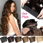 One Piece Clip in 100% Real Remy Human Hair Extensions Full Head Black Brown UK