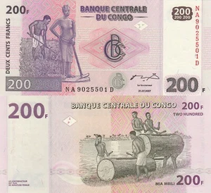 Congo DR 200 Francs (31.07.2007) - Natives and Drums/p-99a UNC - Picture 1 of 3