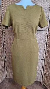 TU Size 12 Pencil Dress Smart Work Dress Textured Short Sleeves With Pockets - Picture 1 of 11