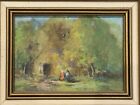 Midcentury Rural Homestead Oil Painting by Listed Chicago Artist Eve Riston