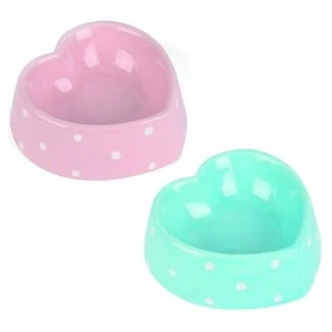 Happy Pet Polka Dot Heart Food & Water Bowl Ceramic Dog Cat Dolomite Dish 300ml - Picture 1 of 7