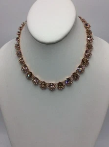 $175 Givenchy Graduated Crystal Rose Gold collar Necklace 767 GN - Picture 1 of 4