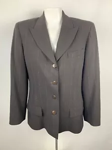 Emanuel by Emanuel Ungaro Womens Size 8 Brown Pinstripe Career Pants Suit Wool - Picture 1 of 11