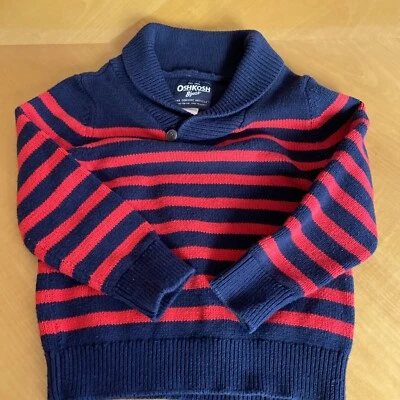 Suéter Pullover OshKosh B’gosh Niños Rojo y Azul Rayas Talla 5 Foto 1 de 4