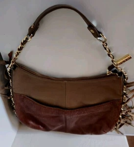 BODHI BROWN Authentic LEATHER Fringed Gold Chain HANDBAG PURSE SHOULDER BAG P48 - Picture 1 of 6
